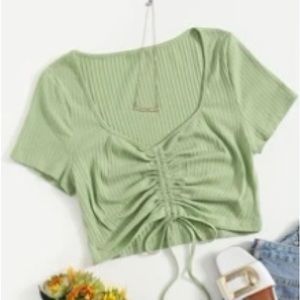 green crop top